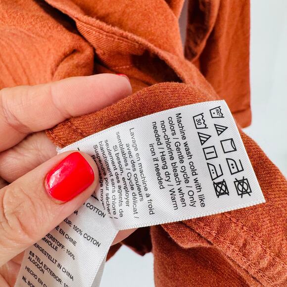 UNTUCKit Men’s Slim Fit Orange Brushed Flannel Button Down Shirt Large - Picture 6 of 8